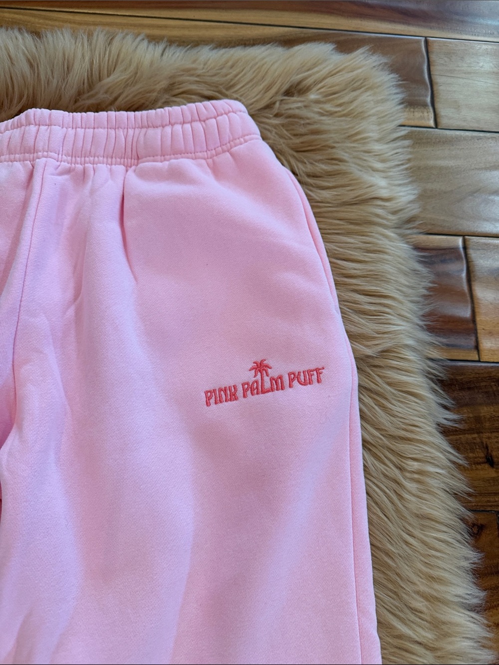 Pink Palm Puff Sweatpants - Pink New Sz Small Tall - Picture 4 of 8